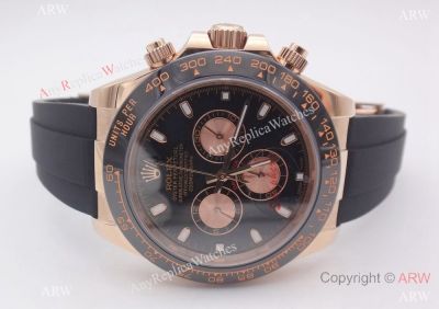 Replica Rolex Daytona Rose Gold Rubber Watch / Asia Grade 116515LN